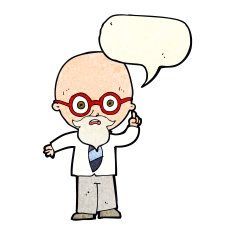 cartoon professor with speech bubble N3