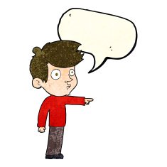 cartoon pointing boy with speech bubble N12