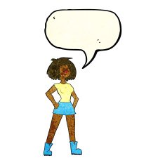 cartoon capable woman with speech bubble N3