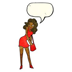 cartoon woman looking in handbag with speech bubble N3