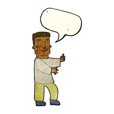 cartoon man gesturing with speech bubble N11