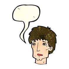 cartoon worried man with speech bubble N28