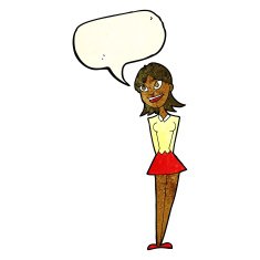 cartoon happy woman with speech bubble N86