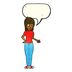 cartoon woman explaining with speech bubble N18