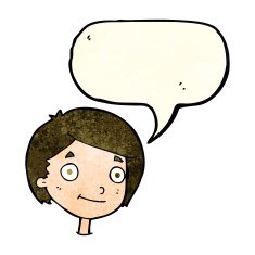 Cartoon happy boy with speech bubble N79