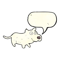 cartoon happy little dog with speech bubble N4