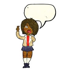 cartoon cool girl giving peace sign with speech bubble N3