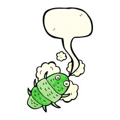cartoon bug with speech bubble N12