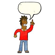 cartoon angry man making point with speech bubble N3
