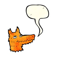 cartoon fox head with speech bubble N6