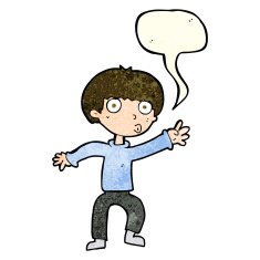 cartoon boy waving warning with speech bubble N4