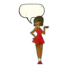 cartoon pretty woman with speech bubble N94