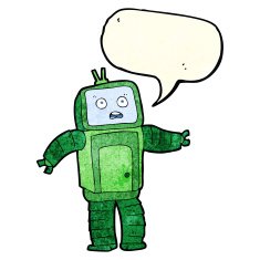 cartoon funny robot with speech bubble N27