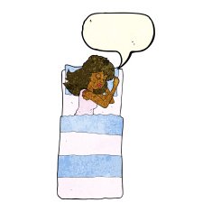 cartoon sleeping woman with speech bubble N3
