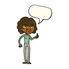 cartoon woman giving thumbs up symbol with speech bubble N26