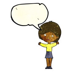 cartoon worried woman with speech bubble N24