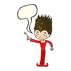 cartoon magic christmas elf with speech bubble N4