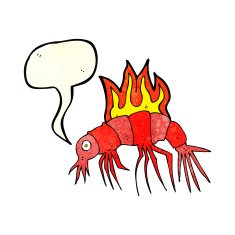 cartoon hot shrimp with speech bubble N2