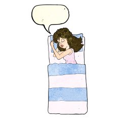 cartoon sleeping woman with speech bubble N4