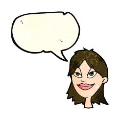 cartoon happy woman with speech bubble N90
