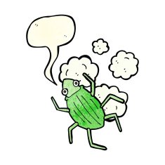 cartoon bug with speech bubble N14