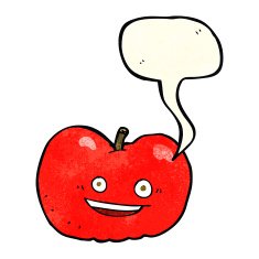 cartoon apple with speech bubble N14