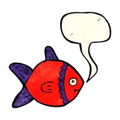 cartoon fish with speech bubble N25
