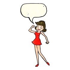 cartoon woman with can do attitude speech bubble N4