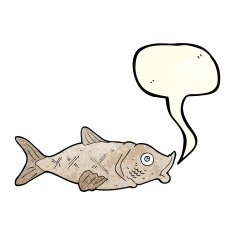 cartoon fish with speech bubble N26