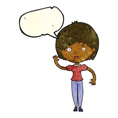 cartoon waving woman with speech bubble N57