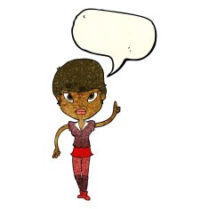 cartoon woman with idea speech bubble N91