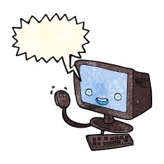 cartoon computer with speech bubble N4