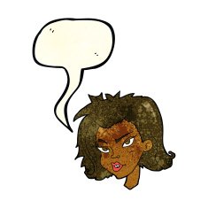 cartoon female face with speech bubble N46