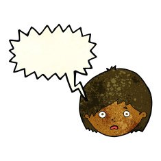 cartoon unhappy boy with speech bubble N20