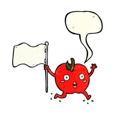 cartoon funny apple with flag speech bubble N3
