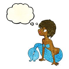 cartoon pretty mermaid with speech bubble N11