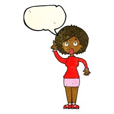 cartoon woman with idea speech bubble N92