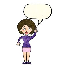 cartoon woman with idea speech bubble N93