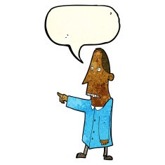 cartoon ugly man pointing with speech bubble N3