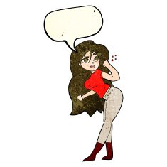 cartoon woman raising fist with speech bubble N4