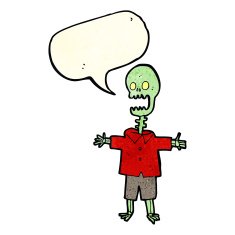 cartoon skeleton with speech bubble N2