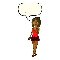 cartoon attractive office woman with speech bubble N3