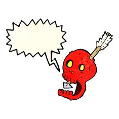 funny cartoon skull and arrow with speech bubble N3