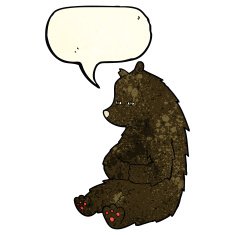 cute cartoon black bear with speech bubble N19