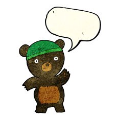 cute cartoon black bear with speech bubble N20