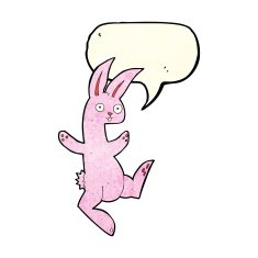 funny cartoon pink rabbit with speech bubble N2