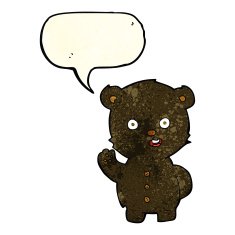 cute cartoon black bear with speech bubble N21