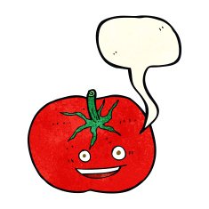 cartoon tomato with speech bubble N13