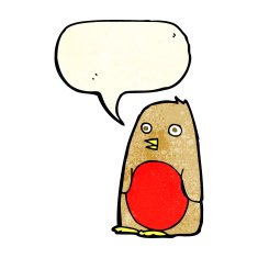 cartoon robin with speech bubble N7