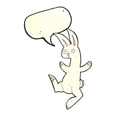 funny cartoon white rabbit with speech bubble N2